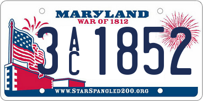 MD license plate 3AC1852