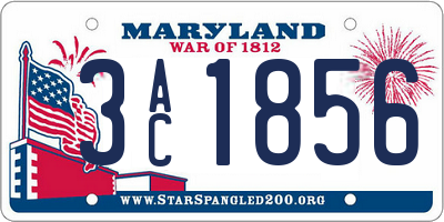MD license plate 3AC1856