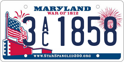 MD license plate 3AC1858