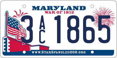 MD license plate 3AC1865