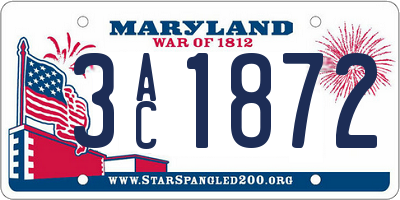 MD license plate 3AC1872