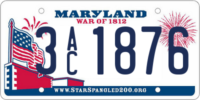 MD license plate 3AC1876