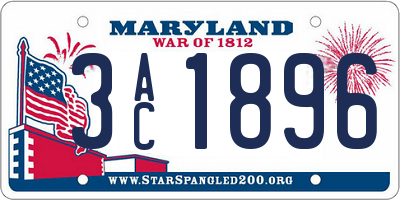 MD license plate 3AC1896