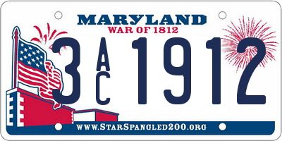 MD license plate 3AC1912