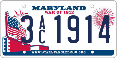 MD license plate 3AC1914