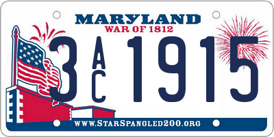 MD license plate 3AC1915