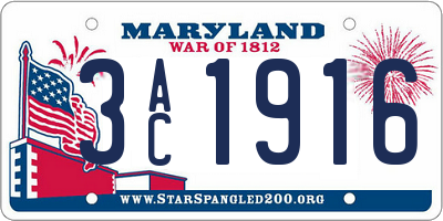 MD license plate 3AC1916