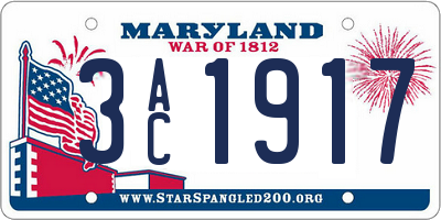MD license plate 3AC1917