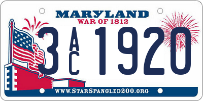 MD license plate 3AC1920