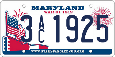MD license plate 3AC1925