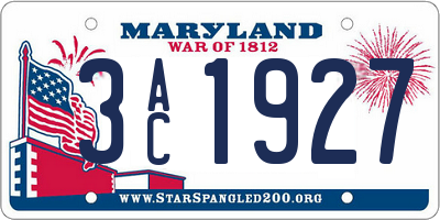 MD license plate 3AC1927