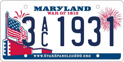 MD license plate 3AC1931