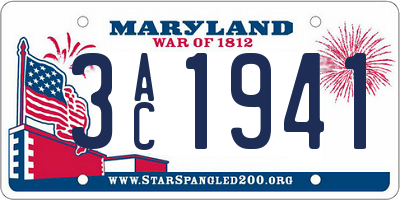 MD license plate 3AC1941