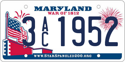 MD license plate 3AC1952