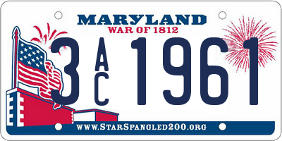 MD license plate 3AC1961
