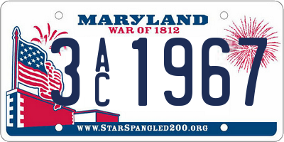 MD license plate 3AC1967