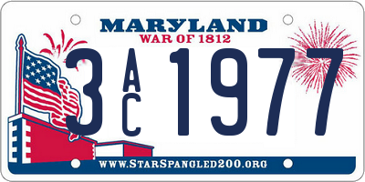 MD license plate 3AC1977