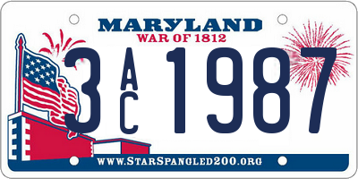 MD license plate 3AC1987