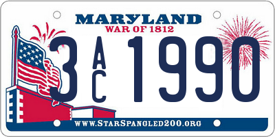 MD license plate 3AC1990