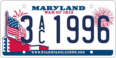 MD license plate 3AC1996