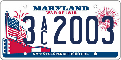 MD license plate 3AC2003