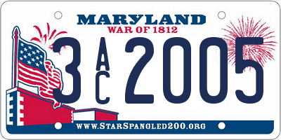 MD license plate 3AC2005