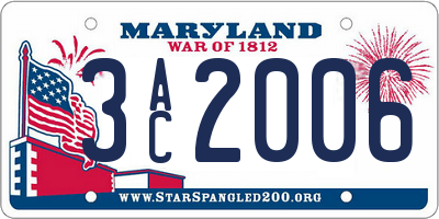 MD license plate 3AC2006