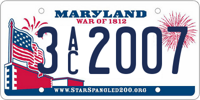 MD license plate 3AC2007