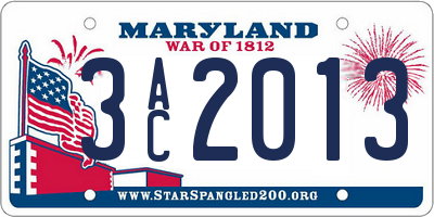 MD license plate 3AC2013