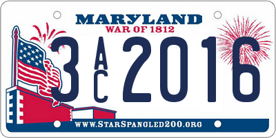 MD license plate 3AC2016