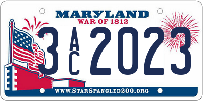 MD license plate 3AC2023