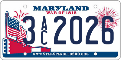 MD license plate 3AC2026