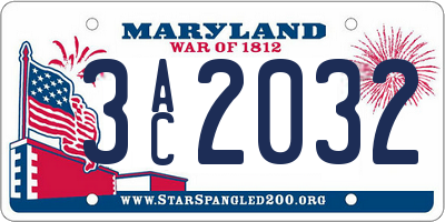 MD license plate 3AC2032
