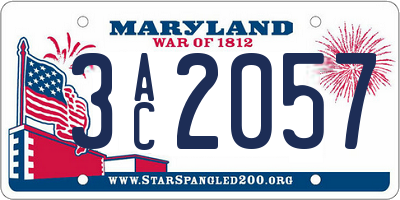 MD license plate 3AC2057