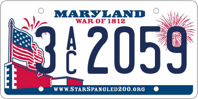 MD license plate 3AC2059