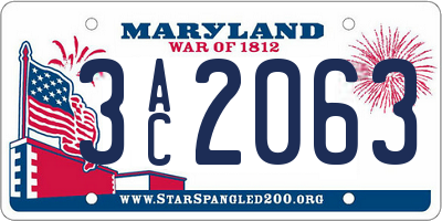 MD license plate 3AC2063