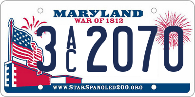 MD license plate 3AC2070