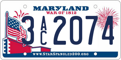 MD license plate 3AC2074