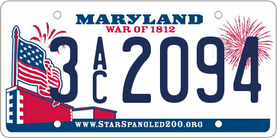 MD license plate 3AC2094