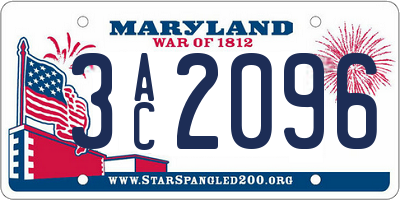 MD license plate 3AC2096