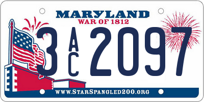 MD license plate 3AC2097