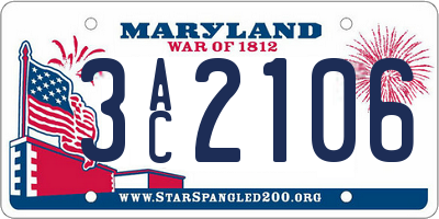 MD license plate 3AC2106
