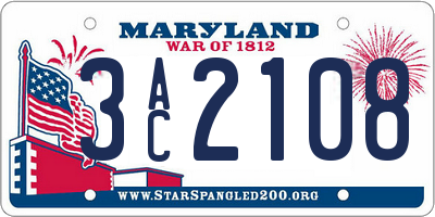 MD license plate 3AC2108