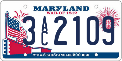 MD license plate 3AC2109