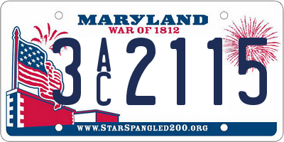 MD license plate 3AC2115