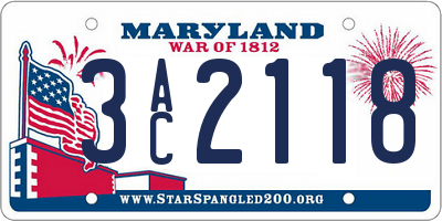 MD license plate 3AC2118