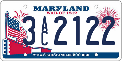MD license plate 3AC2122