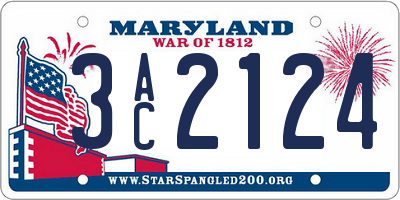 MD license plate 3AC2124