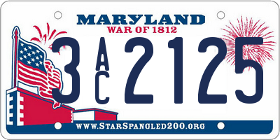MD license plate 3AC2125