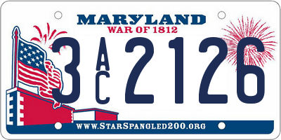 MD license plate 3AC2126
